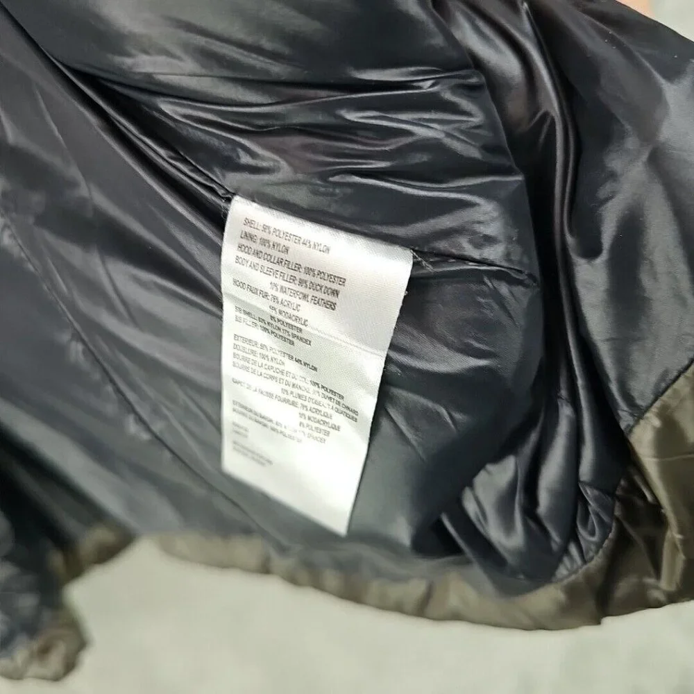 Calvin Klein Duck Down Puffer Jacket Womens Size M Brown Faux Fur Trim Hood - Picture 10 of 10